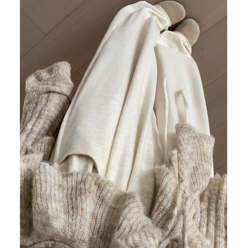 白色糯米裤女春秋2026新款高腰垂感小个子直筒窄版秋冬加绒阔腿裤