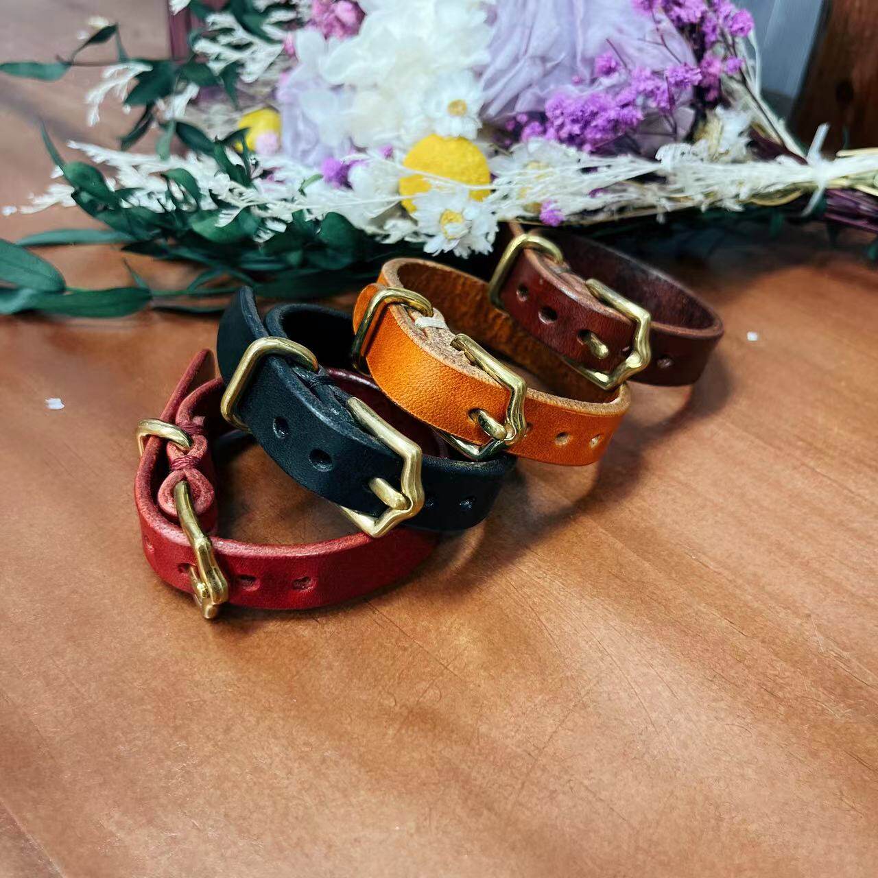 法缇斯手工皮具全植鞣头层牛皮简约情侣手环皮质手链个性皮绳手带
