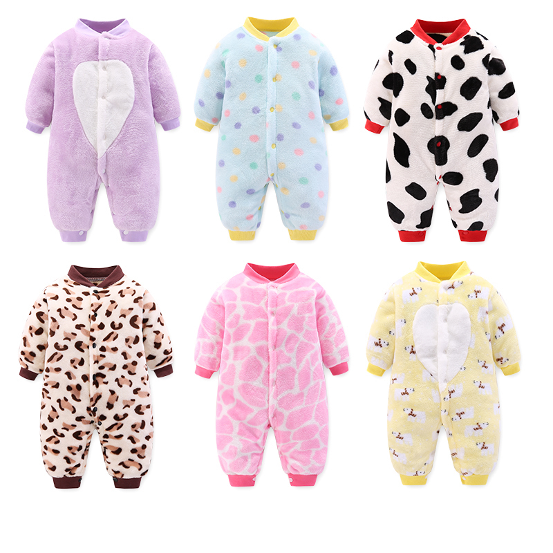 婴儿连体衣服新生儿男珊瑚绒