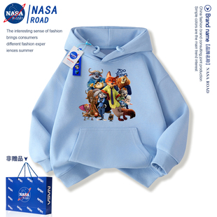NASA疯狂动物城男童连帽加绒卫衣2025新款爆款儿童装冬季保暖外套