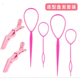 儿童编发神器拉发针大小号扎头绑辫子橡皮筋盘发器造型拉发器勾针