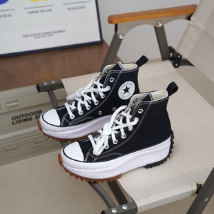 Hike增高厚底 Star 高帮帆布鞋 松糕鞋 166800C 匡威正品 黑白色 Run