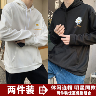 春秋冬季潮流情侣bf权志龙同款港风连帽加绒卫衣男潮牌宽松薄外套