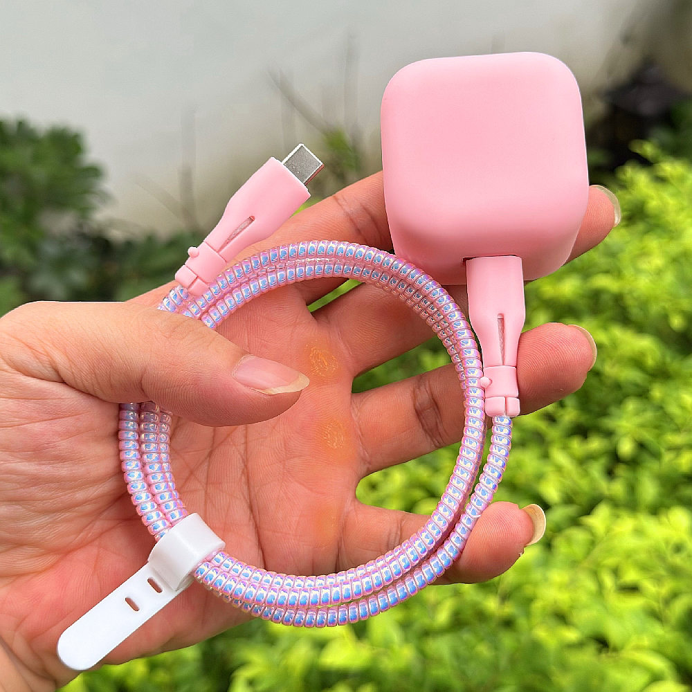 适用苹果16 iPhone17 pro数据线保护套40w动态充电器壳15plus绕绳