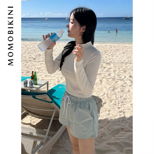 长袖防晒显瘦遮肚分体平角泳衣女