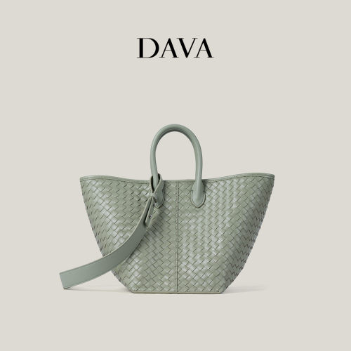 DAVA羊皮手工编织通勤手提托特包