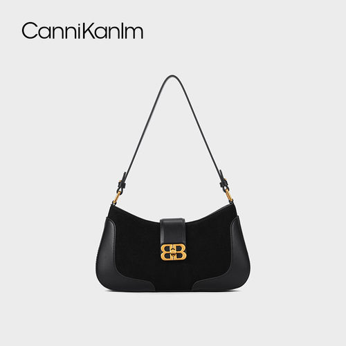 CanniKanlm真皮法棍单肩腋下包女