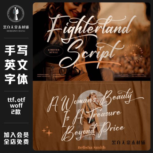 时尚优雅海报设计标题LOGO徽标PS手写签名英文字体下载安装素材包