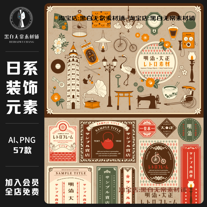 复古欧式日系怀旧手账贴纸拼贴画标题边框png免扣图饭圈美工素材