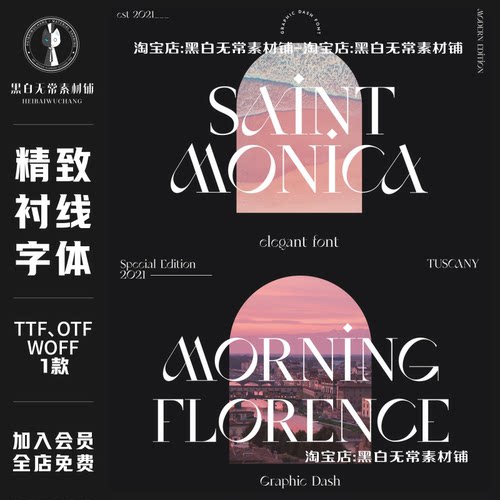 潮流精致优雅时尚酸性封面海报设计logo标题衬线英文字体安装素材