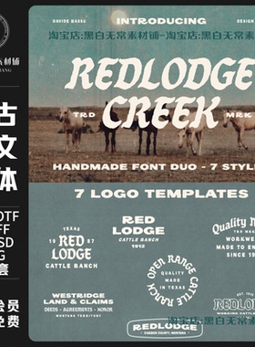 美式复古粗犷无衬线logo标题文本排版西文英文字体包海报设计素材