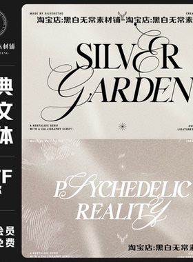 现代经典奢华优雅衬线西文装饰logo标题海报设计排版英文字体素材