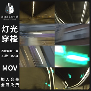 复古夜晚城市灯光线穿梭动态模糊延时摄影视ae转场特效pr视频素材