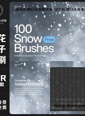 梦幻雪花粒子PS笔刷冬季下雪雪景procreate笔刷绘画装饰美工素材