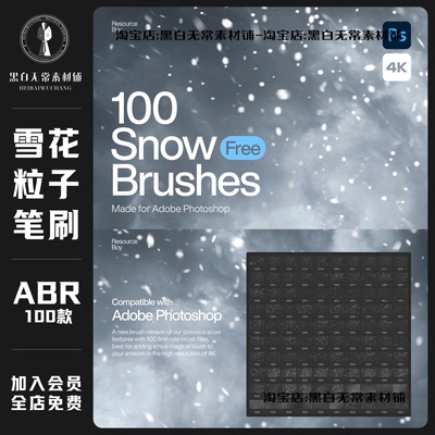 梦幻雪花粒子PS笔刷冬季下雪雪景procreate笔刷绘画装饰美工素材