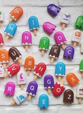 雪糕彩虹冰棍游戏儿童亲子互动颜色字母配对玩具蒙氏启蒙早教排列