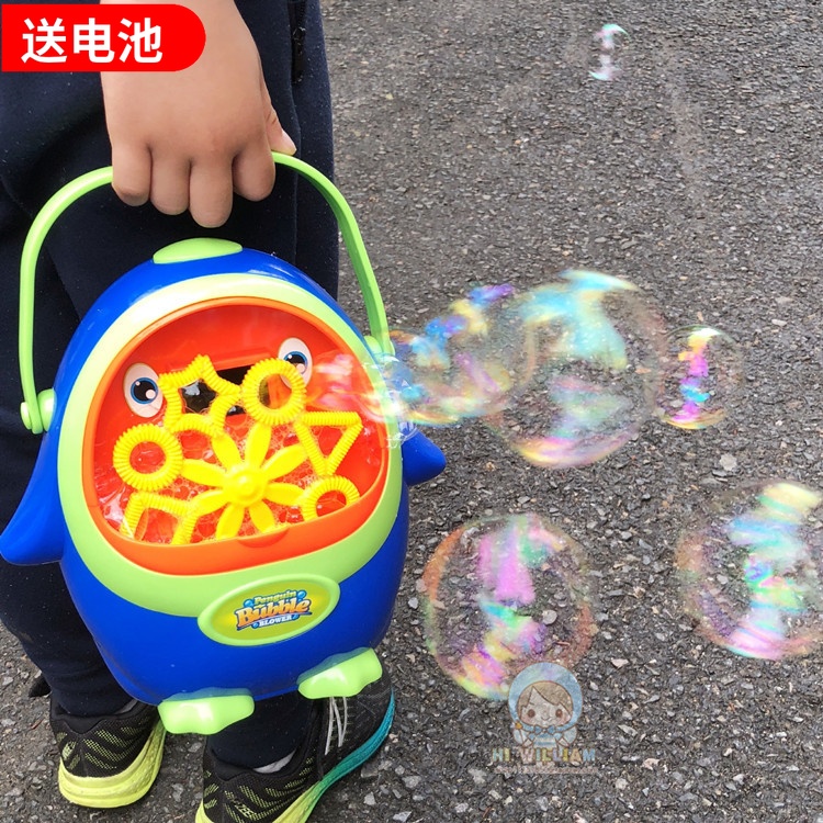 電動泡中泡吹泡泡機兒童玩具手提式全自動吹泡泡槍無毒泡泡水六一