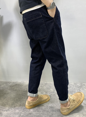 胡先生2025冬季SJ男加厚显瘦牛仔裤蓝色锥形裤百搭小脚长裤第九关