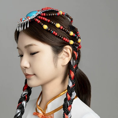 夏老师辉苍穹唤藏族风串珠头饰少数民族风手工配饰艺考独舞团队舞