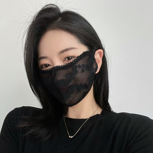 雪林鹿蕾丝夏女薄款透气防晒口罩