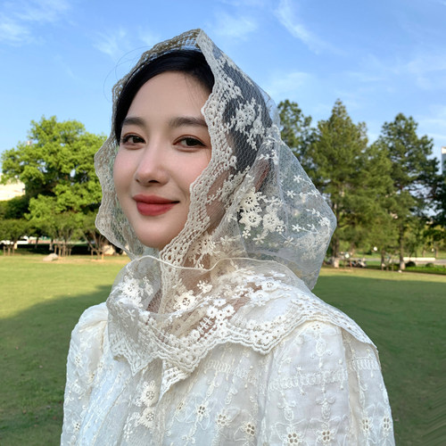 雪林鹿夏季蕾丝头巾韩版女多功能