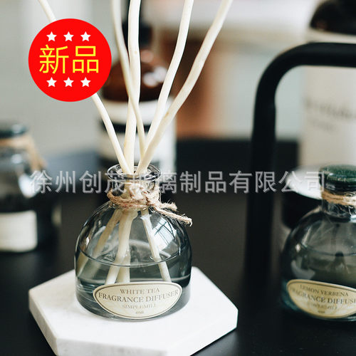 新款晶白料卡口圆肚瓶玻璃香薰瓶空瓶 无火香薰干花 瓶盖多款可选 - 封面