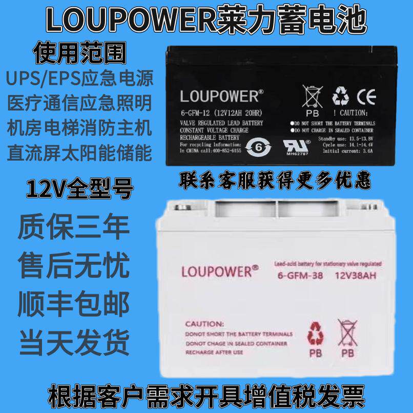 LOUPOWER莱力蓄电池6-GFM-17AH12V24A38A65A消防EPS通讯UPS直流屏