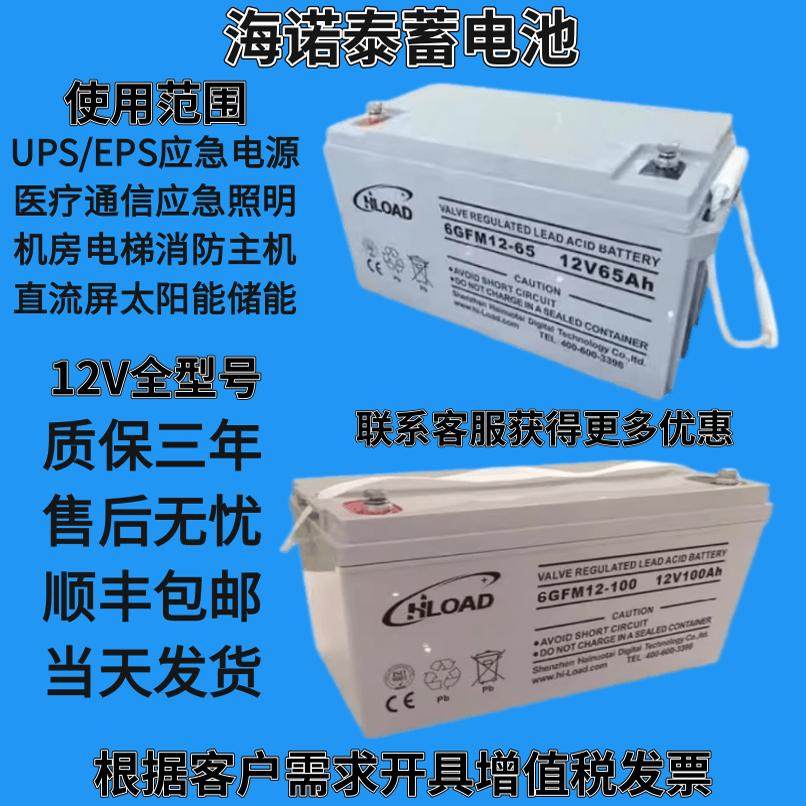 海诺泰蓄电池6GFM12-100AH65A38A24A120A150A消防主机应急UPS