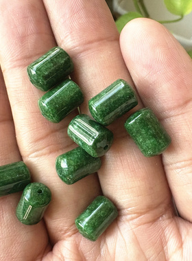 干青桶珠隔珠甘青半成品铁龙青串珠饰品diy手链手串材料翡翠色