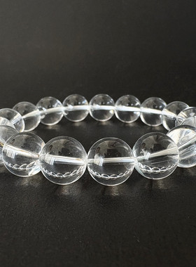 冰透人造白水晶手链手串高透圆珠玻璃透明手工编织单圈手链饰品
