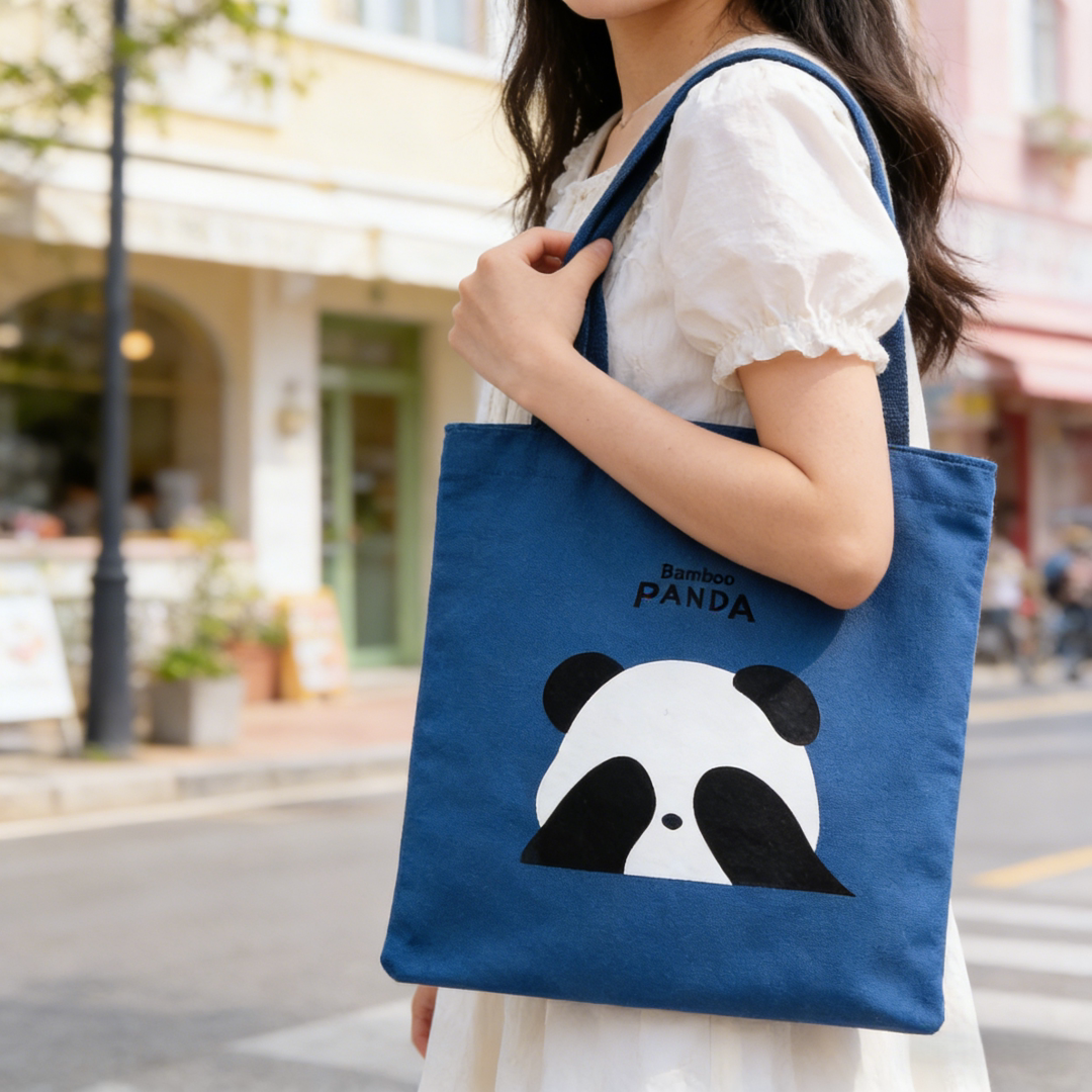 熊猫帆布包单肩大容量学生休闲手提袋环保袋活动定制logo帆布包