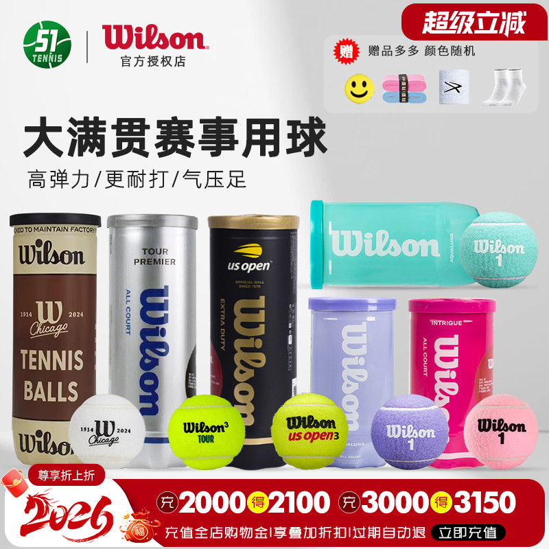wilson威尔胜上海大师赛网球法网美网比赛训练球胶罐装网球有压球