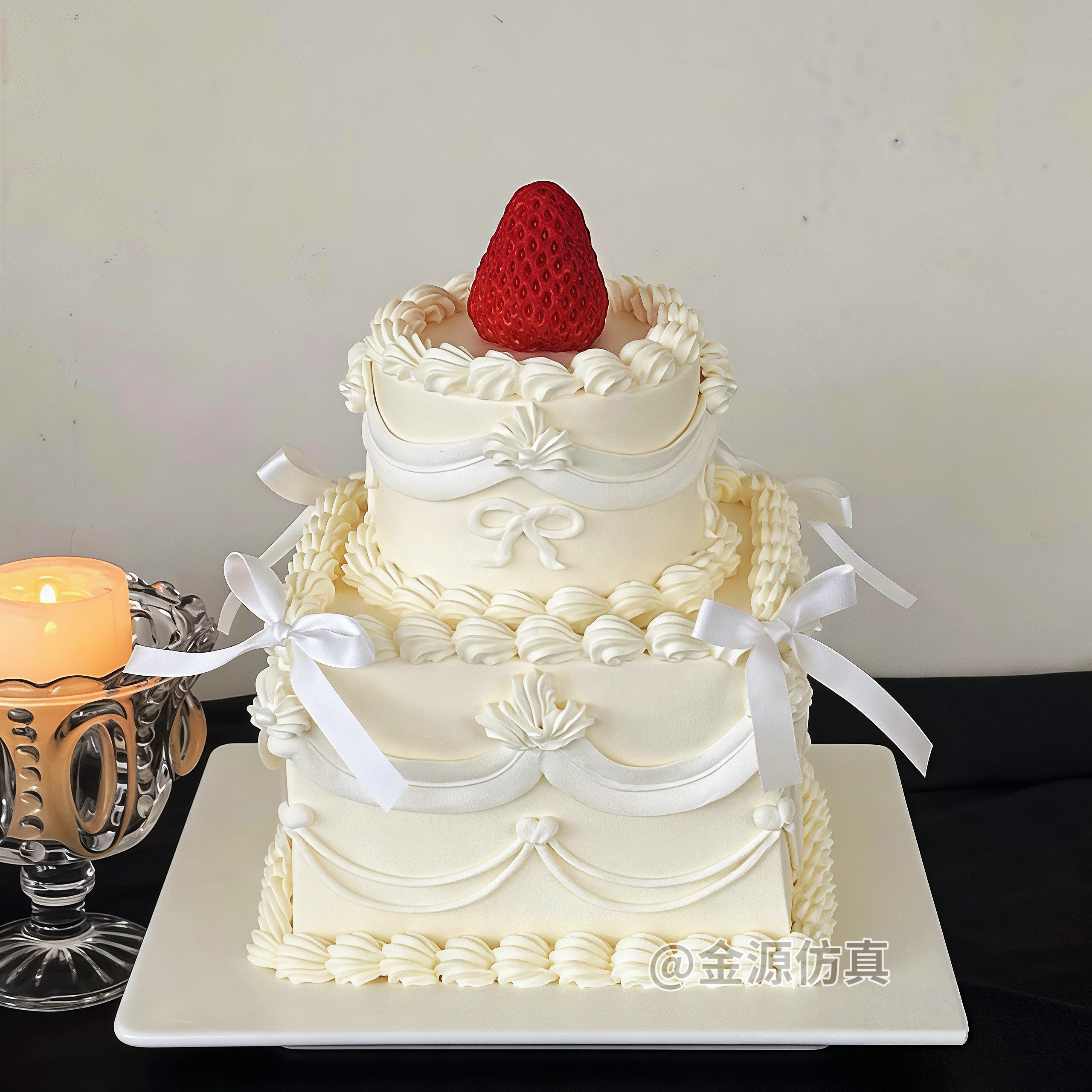 2026仿真蛋糕模型方形tablecake氛围感婚礼拍摄道具甜品台摆件