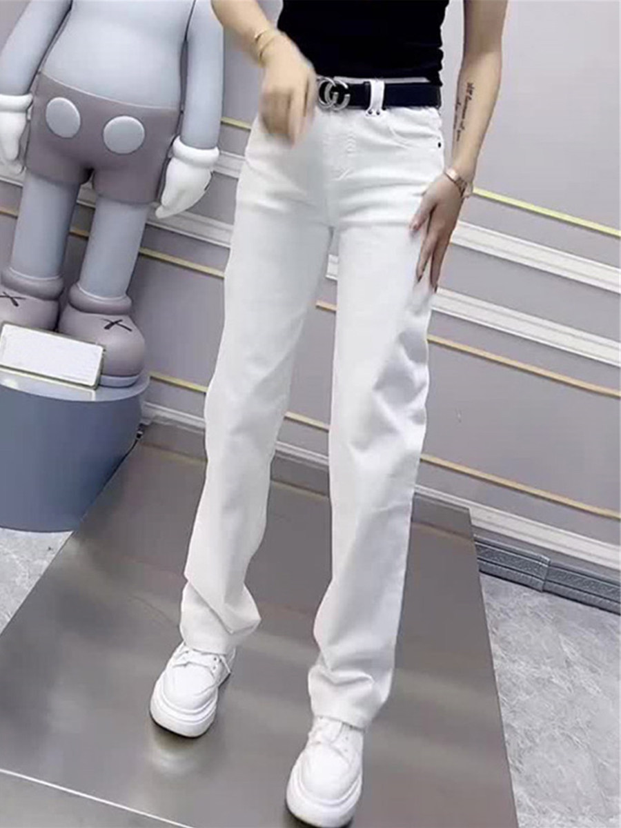 Slimming Plus Size White Jeans: High Waisted Curvy Fit - Taobao product photo 4