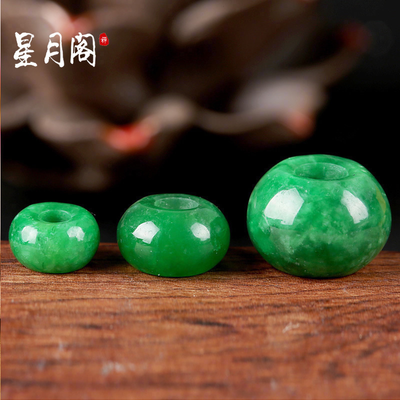 diy天然墨绿色翡翠路路通桶珠