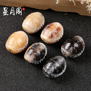真牛角龟壳雕刻富甲天下吊坠挂件背云隔珠金刚星月菩提手串佛珠