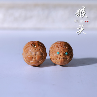 猴头精工雕刻扎基拉姆貔貅吞金兽镶嵌手串佛珠隔珠配件