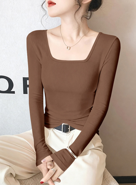 方领打底衫女内搭2026新款春秋爆款U领长袖可外穿高级感轻奢上衣