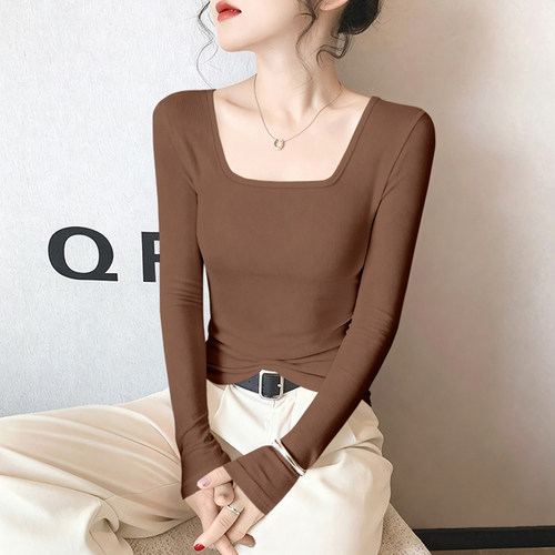 方领打底衫女内搭2025新款秋冬爆款U领长袖可外穿高级感轻奢上衣