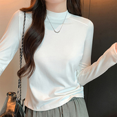 中领长袖 内搭修身 气质高级感外穿上衣 女春秋季 莫代尔半高领打底衫
