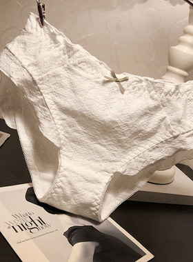 日系棉质面料内裤女士低腰甜美少女荷叶边透气棉裆底裤秋冬款裤头