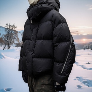 MANCHER 【绗缝定格】90白鸭绒羽绒服男冬季蓬松感拉链设计面包服