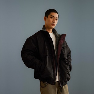 NOFAITH冬季加厚保暖日系复古羊羔毛情侣夹克美拉德风外套男