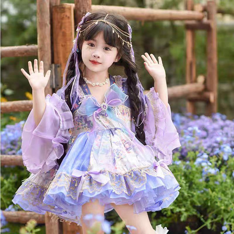 女童洛丽塔Lolita洋装连衣裙春季新款宝宝长袖紫霞仙子灵气蓬蓬裙