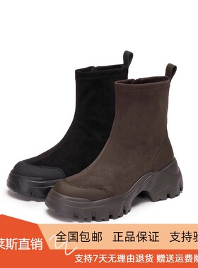 商场同款2025冬款交响海豚运动靴中筒厚底增高瘦瘦靴女靴EIX03DZ5