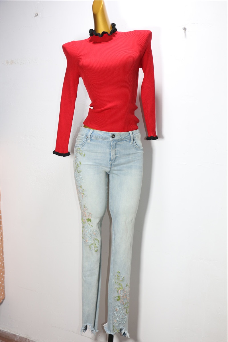 飞成家女装时尚气质修身显瘦显胸木耳边半高领上衣新款打底衫121