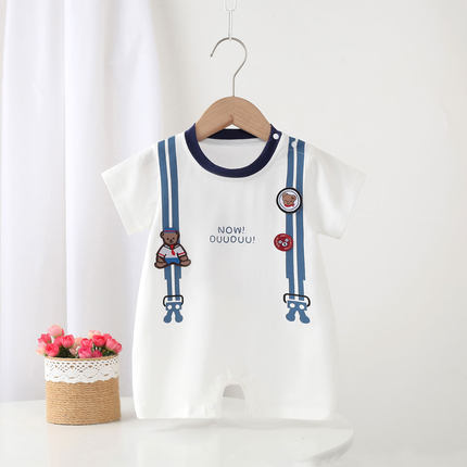 婴儿短袖连体衣夏装可爱超萌一岁宝宝衣服夏薄款男半袖哈衣爬服