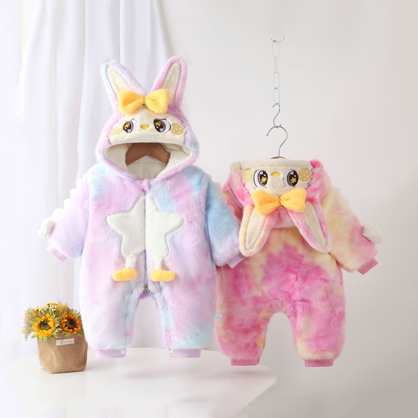 婴儿冬装连体衣加厚外出服