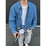 高品质100%纯棉牛仔长袖衬衫夹克2025秋冬老钱风休闲上衣C302/p65，男装衬衫，星座223-3（原星座201-3）