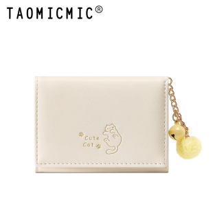 时尚 新款 小铃铛吊坠韩版 折叠小钱包女式 ins学生可爱卡通钱夹 短款